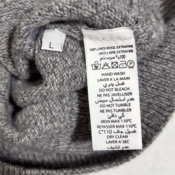 Café Coton Paris Extra Fine Lambswool Mens Sweater Gray Speckled V-Neck Large - Picture 8 of 9